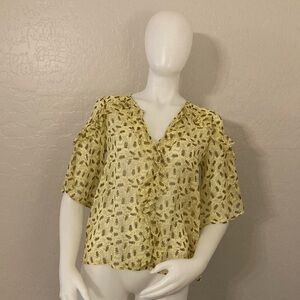 Cotelac Yellow Sheer Floral Blouse Size 1/6